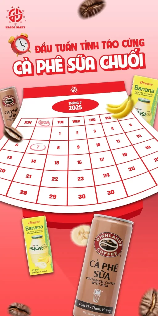 cà phê sữa chuối hasol mart 24h